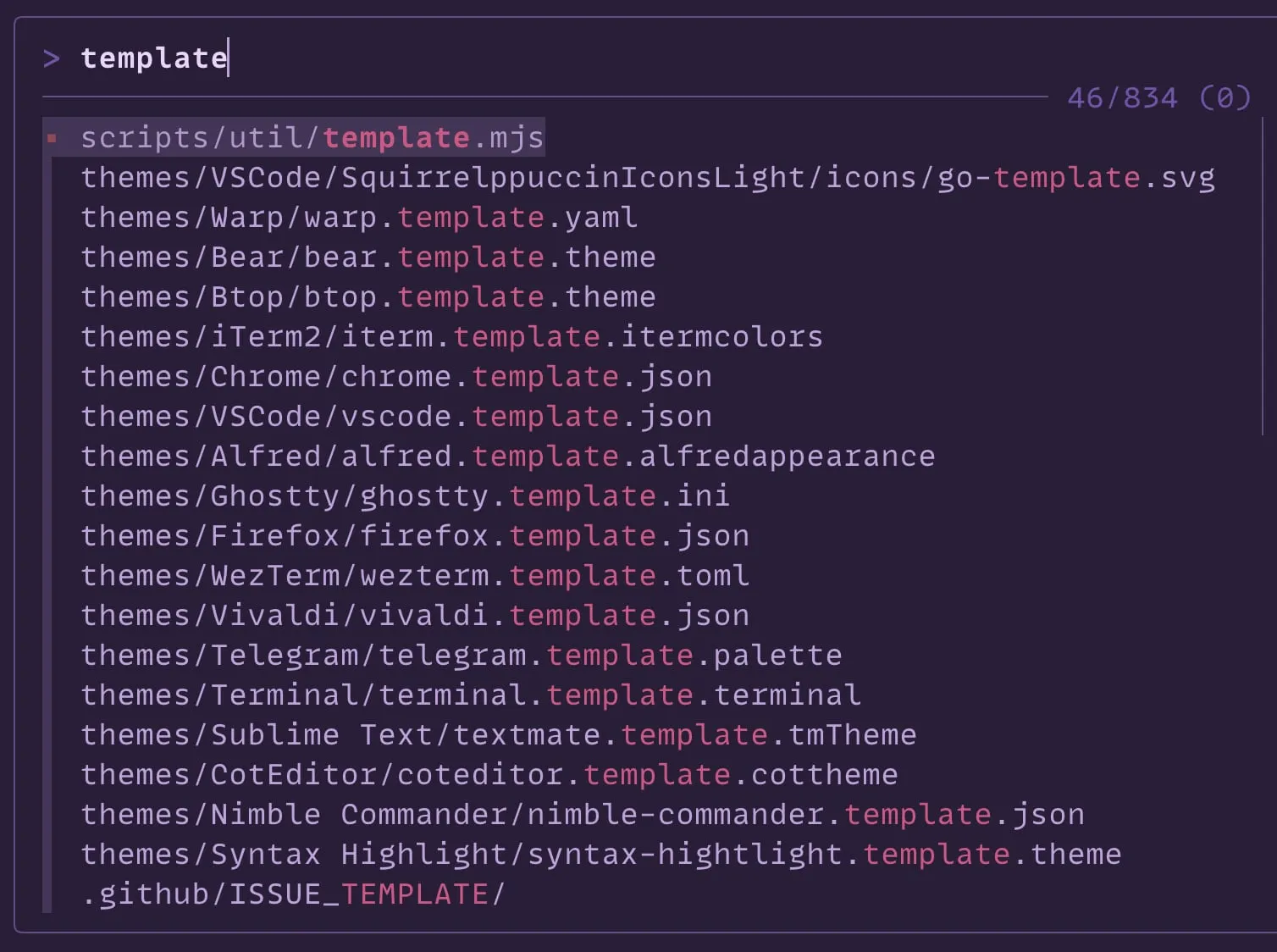 Squirrelsong dark theme for fzf