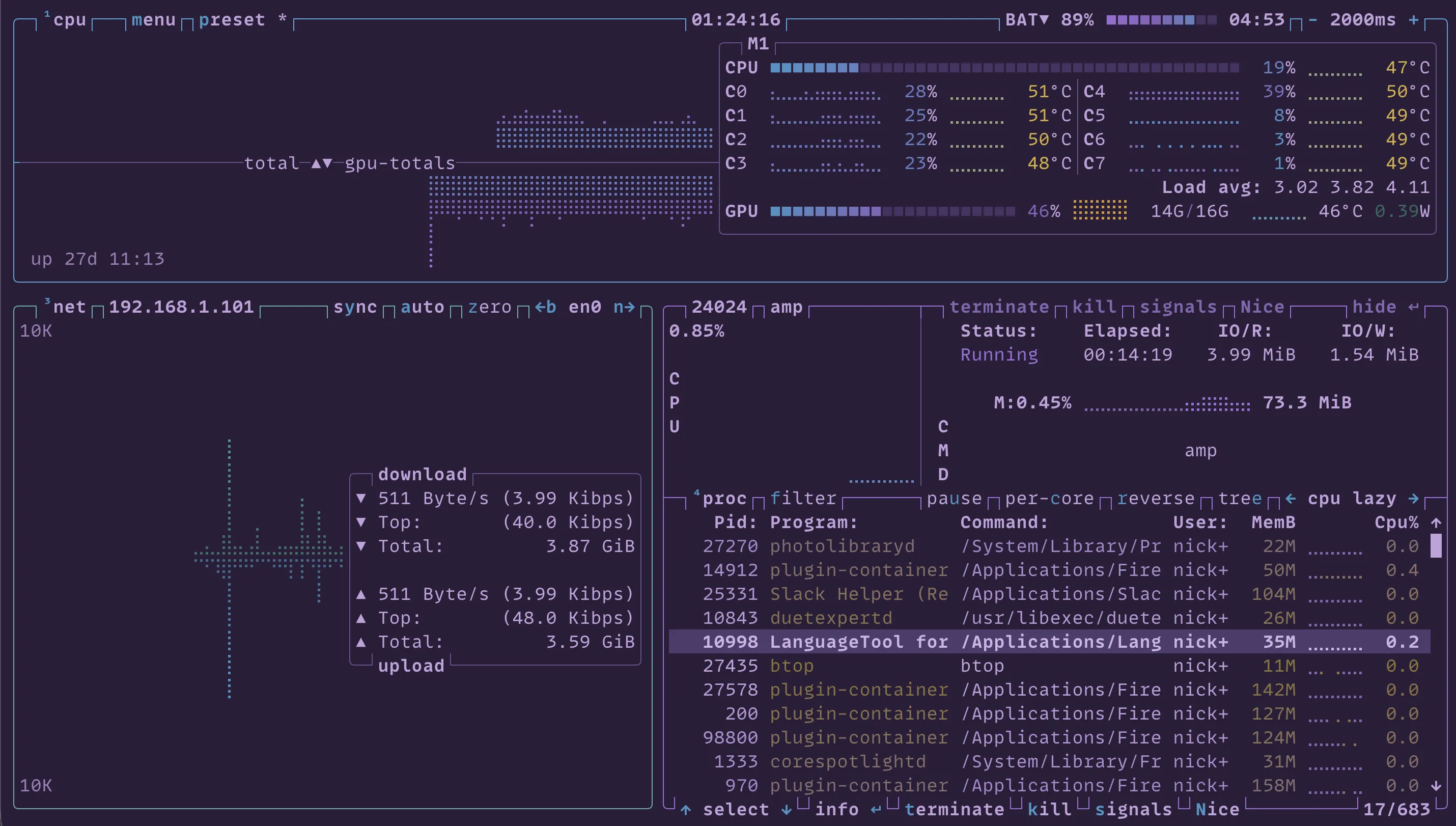 Squirrelsong Dark Deep Purple theme for Btop