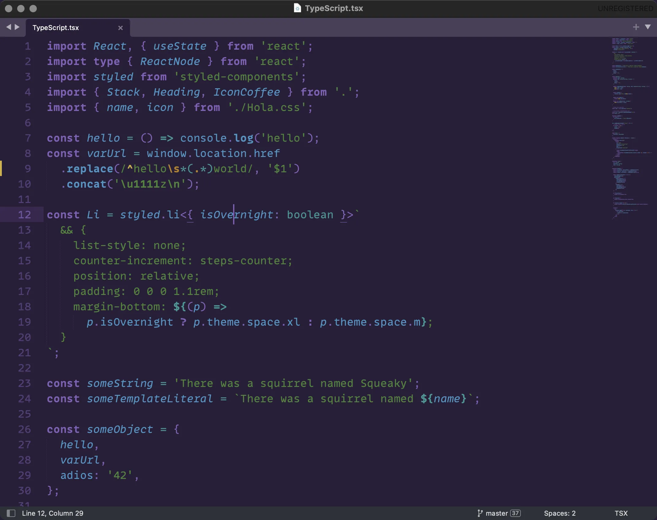 Squirrelsong Dark theme for Sublime Text