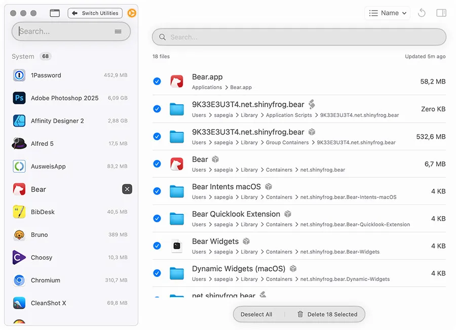 Squirrelsong Light theme for Pearcleaner