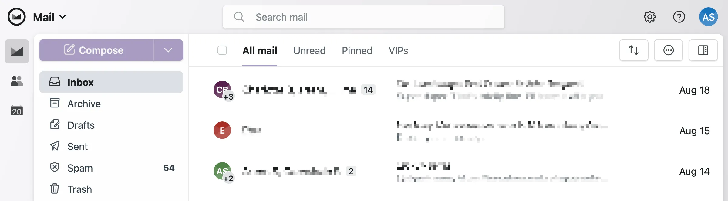 Squirrelsong Light theme for Fastmail