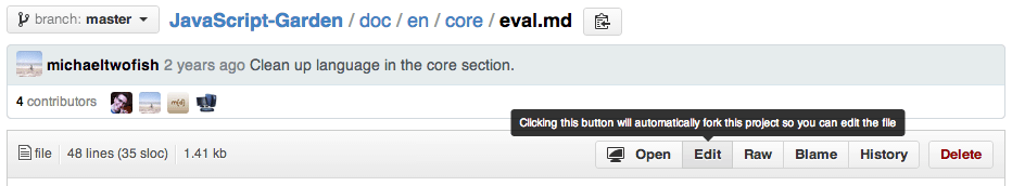 GitHub: editing a file