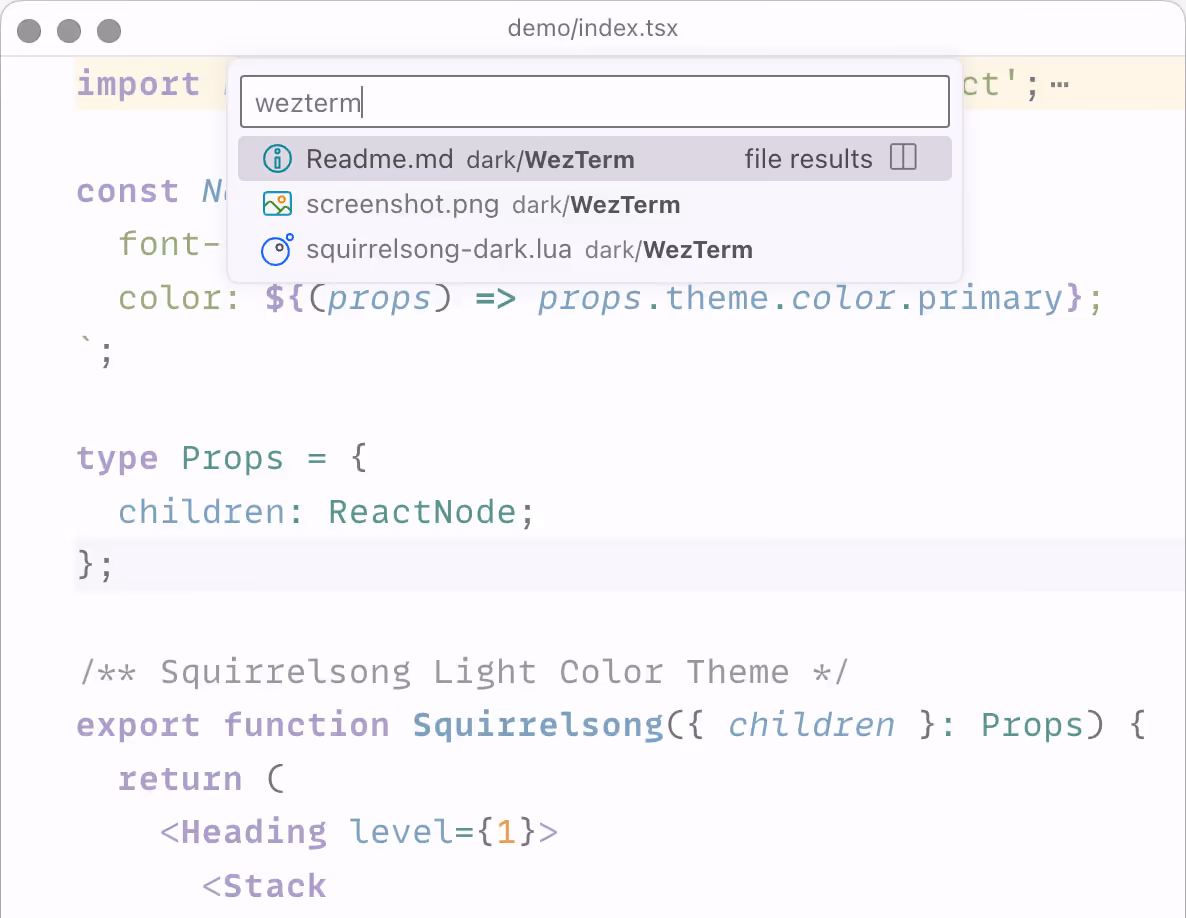Squirrelsong light theme for Visual Studio Code