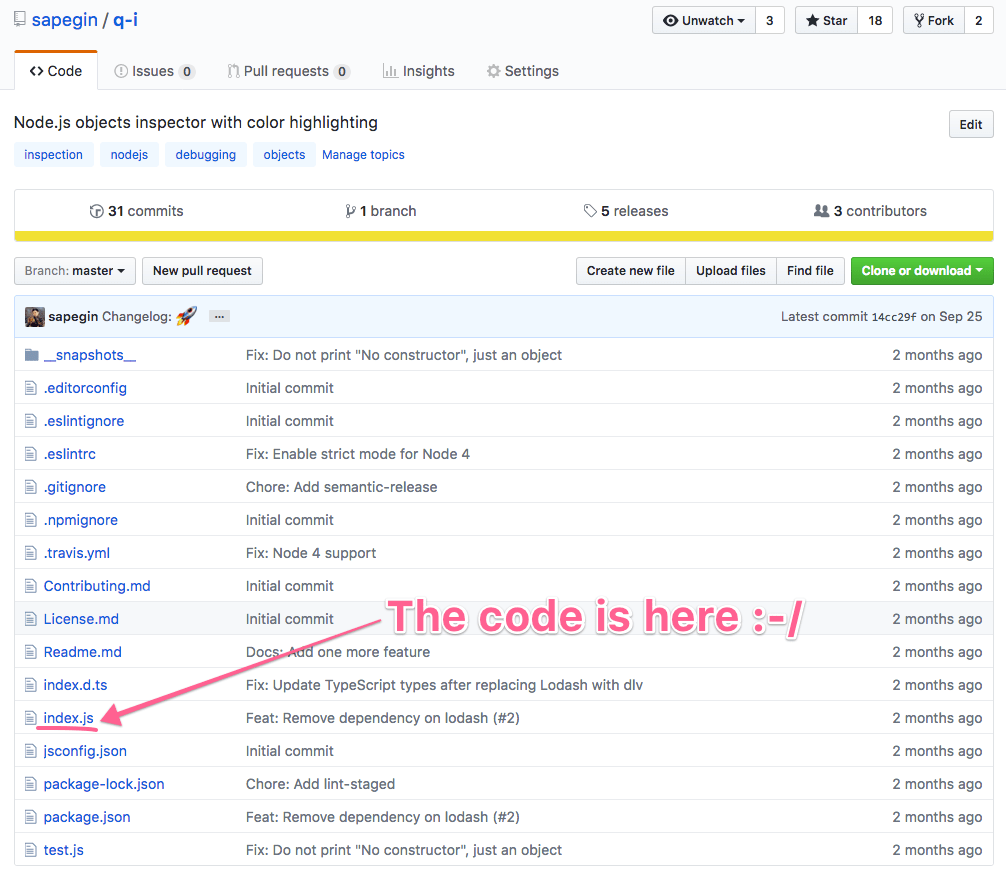 Typical open source project on GitHub: lots of configuration files for just a single file with the source code